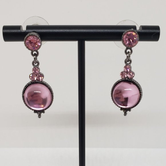 Pink Dangle Drop Earrings - Picture 3 of 9